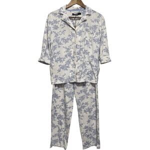 Lauren Ralph Lauren Pajama Set White Blue Floral Size XS